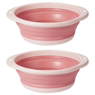 小麥購物 摺疊臉盆 C125 特大 454g, 粉色, 2個