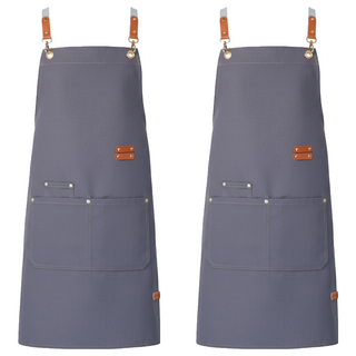 咪咪購物 工作圍裙,灰色,2件 - 廚房工作防污必備