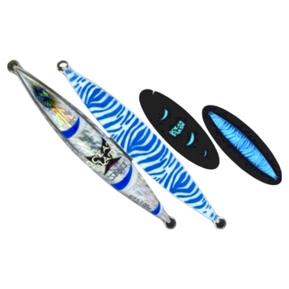SAME 莎美 OCEAN BLADE Jig 虎嘯鐵板, 藍斑馬紋夜光, 400g, 1個