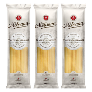 la Molisana 茉莉 石臼碾磨 義大利直麵 NO.15 嚴選杜蘭小麥研磨 銅模壓製技術 高含量蛋白質, 500g, 3包