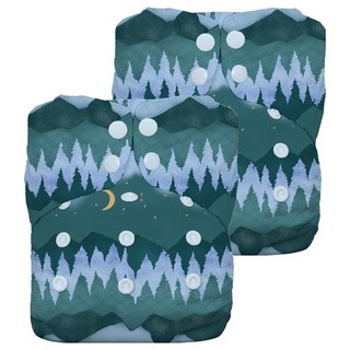 THIRSTIES 成長型一體式 AIO布尿布 有機棉 壓扣 Mountain Twilight, 2件