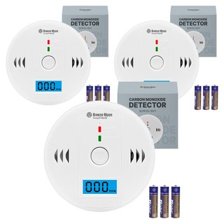 Breeze Moon 一氧化碳警報器 + 電池組, 白色, 3套