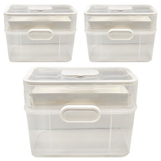 透明醫藥箱 大號 奶白 855g, 3個