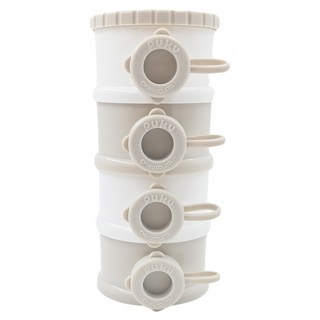 PUKU 藍色企鵝 甜甜圈奶粉盒 Set 單層密封 四層獨立分層 BPA Free, 灰色, 1組