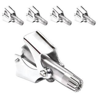 防夾鼻毛修剪器，附清潔刷，內切式旋轉刀頭，可拆卸水洗, 銀色, 5個