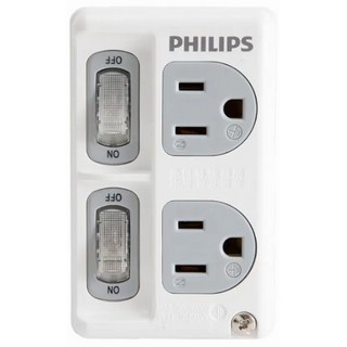 PHILIPS 飛利浦 台灣公司貨 節能開關 2開2插分接式插座 CHP3020W/96, 99mm, 白色, 1個