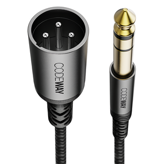 CODEWAY XLR M 公頭轉5.5母頭專業音頻連接線 1.5m, 黑色, SAXM5, 1條