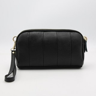 LULU 女款黑色迷你皮革手拿斜背包+配件 隨機出貨, 黑色