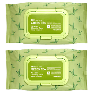TONYMOLY The Chok Chok 綠茶免沖洗卸妝濕紙巾, 100張, 2包
