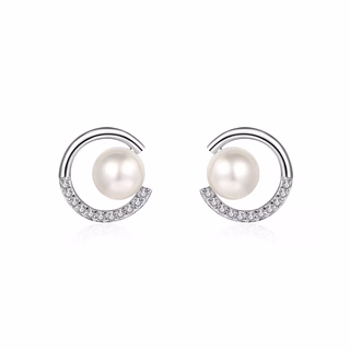 CF Diamond 耳環 天然淡水珍珠 莫桑鑽 13.2分