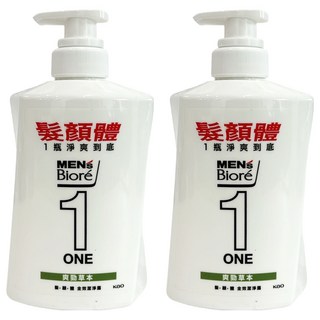 MEN's Biore ONE 髮顏體全效潔淨露 爽勁草本 480ml, 2瓶