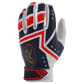 RAWLINGS Flexfit 雙手用打擊手套 EBG21S04GL, 海軍藍 + 紅色, 1個