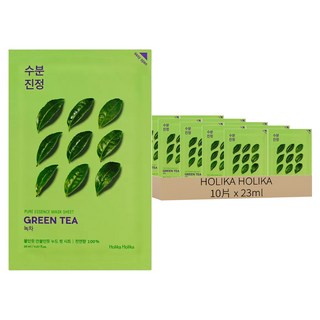 HOLIKA HOLIKA Pure 綠茶舒緩精華面膜 23ml 10片, 1組
