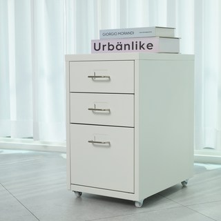 하비티 모던 베이직 심플 철제 서랍장, 화이트, 3단