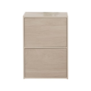 LiFArt 日系簡約附門雙層收納櫃 42 x 28.2 x 60cm 8.2kg, 純白橡木色, 42cm, 1個