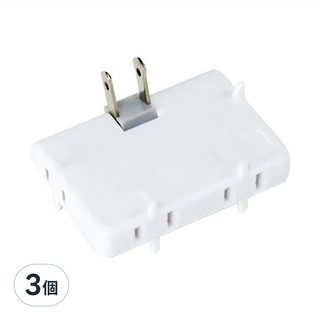 POLYWELL 寶利威爾 可轉向四座三面插頭轉接頭 TS-004A, 白色, 3個
