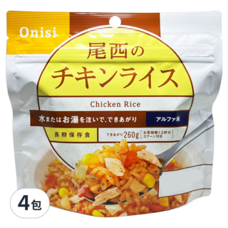Onisi 尾西 沖泡即食飯 雞肉風味, 100g, 4包