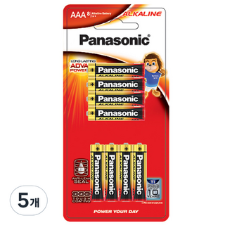 Panasonic 鹼性AAA電池, 8入, 5個