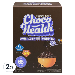 초코헬스 프로틴톡톡 다크카카오닙스 14p, 238g, 2개
