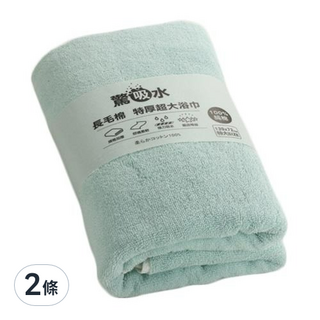 儂儂 雙色毛巾 100%純棉 臺灣製造 雙股紗 長毛綿 驚人吸水力 厚磅手感 觸感蓬鬆 飯店等級 專用毛巾 耐磨 耐用 質感優, 湖水藍, 2條
