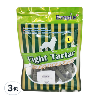 Boneplus 超效動能雙頭潔牙骨 L號 先進的牙垢控制 清新口氣 獨特的形狀和質地可實現牙齦清潔, 草本, 110g, 3包