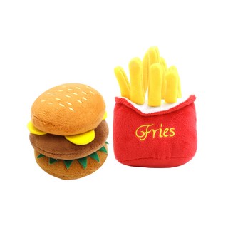 YOGiSSO 漢堡薯條造型寵物玩具組, 多色, 1組