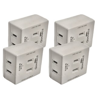Qonnect 3插2P分接式高溫斷電插座 MAX 15A 125V, 白色, 4個