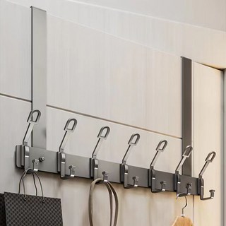 TigerLife 防變形免打孔門後掛架 圓形14勾, 1個, 灰色