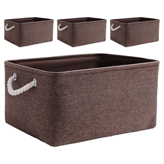 순수 컬러 린넨 바구니 27L, 갈색, 4개