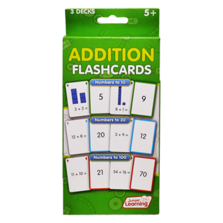 Junior Learning 加法閃卡, 數學加法學習閃卡，包含1到100的加法練習，提升數學運算能力, 單一顏色, 1組