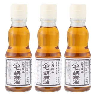 九鬼 純正山七胡麻油, 嚴選芝麻焙炒壓榨，麻油醇厚，香氣溫和，適合和食、天婦羅、炸物, 170g, 3瓶