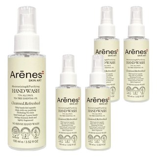 Arenes愛霓思乾洗手保濕潔淨精華 75%酒精 茶樹精油 隨身攜帶, 100ml, 5瓶