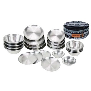 NOMADE 304不鏽鋼碗盤組 22p, 銀色, 10個碗 + 12個盤, 1組