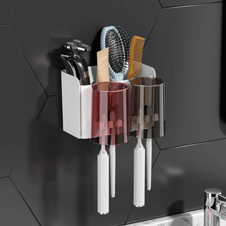 兩口之家 牙刷置物架 15x11x15.3cm 杯子 直徑6.8cm, 1組