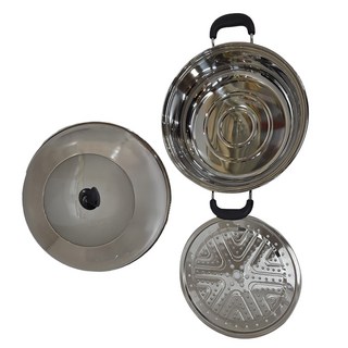 老疊香 304不鏽鋼桑拿火鍋 Set 適用多種爐具 蒸煮燉涮多功能蒸煮火鍋, 1組, 30cm