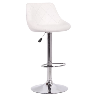 E-home 羅根菱格紋皮面可調式吧檯椅, 白色, 45x50x84CM, PU皮革, 1個