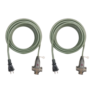 D-POWER 動力延長線 2P三插座附燈 軍綠色, 15m, 2個