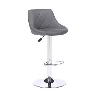 E-home 羅根菱格紋皮面可調式吧檯椅, PU皮, 防水透氣, 360°旋轉, 灰色, 1個