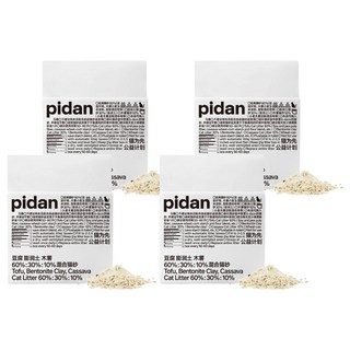 pidan 寵物豆腐膨潤土澱粉混合貓砂 升級經典, 4包, 無香, 2.4kg