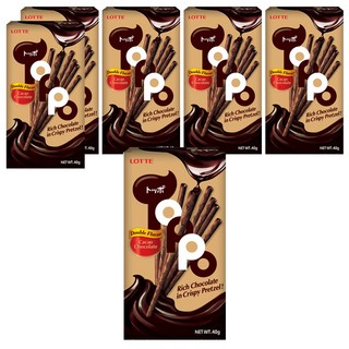 LOTTE Toppo 可可巧克力口味夾心餅乾棒 濃郁巧克力, 40g, 6盒
