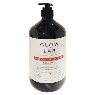 GLOW LAB植物精油沐浴露 椰子檀香 溫和滋潤 舒緩疲勞 享受沐浴時光, 900ml, 1瓶