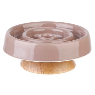 Please Pet 寵物木質底座慢食碗, 1個, 棕色