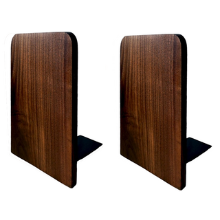 LifeShopping 原木L型書架 2片, 胡桃木方頭, 17cm x 10.5cm x 12cm