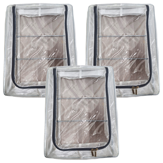 超大防水床底收納箱 拉鍊設計 節省空間 家居必備, 40 x 30 x 15cm, 透明, 3個