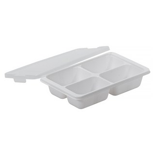 PEARL LIFE 珍珠金屬 冷凍食物盒 4格, 白色, 130ml, 1個