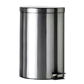 不鏽鋼腳踏式垃圾桶, 內外桶分離設計, 防滑鋼腳踏, 緩慢下降阻尼器, 3L 5L 8L 12L 20L, 29 x 45.5cm, 銀色, 1個