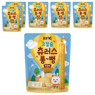 엘빈즈 유아용 고칼슘 츄러스 롱뻥 STEP2, 인절미맛, 40g, 6개