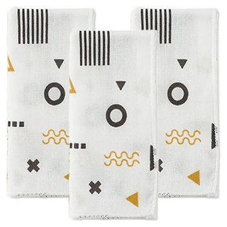 KU.KU. 酷咕鴨 KUKU PLUS 紗布手帕 3入 100%純棉, 30 x 30cm, 純真之瞳