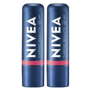 NIVEA 妮維雅 香榭紅唇輕吻護唇膏, 4.8g, 2支, 水光玫瑰粉