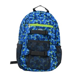 HUGGER 兒童登山背包 輕量透氣設計 雙側實用網袋, 24 x 14 x 37cm, 迷彩藍